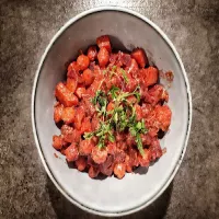 Buraki, ziemniaki, cieciorka w mleku kokosowym