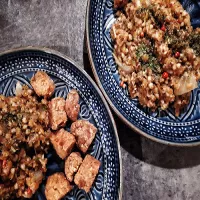 Kasza gryczana z czerwoną soczewicą i pesto