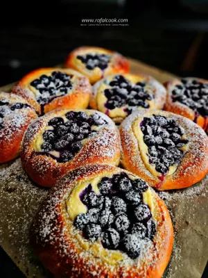 Brioche ai mirtilli e ricotta – włoskie bułeczki z ricottą i borówkami