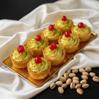 Kadayif z  puddingiem i pistacjami