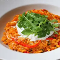 Paprykowe risotto z burratą