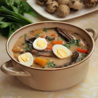 Zupa grzybowa z jajkiem przepiórczym