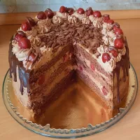 Czekoladowy tort z wiśniami