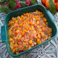 Ryba z brzoskwiniami