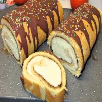 Przepyszna Rolada biszkoptowa z kremem i powidłami-łatwa, delikatna +FILM